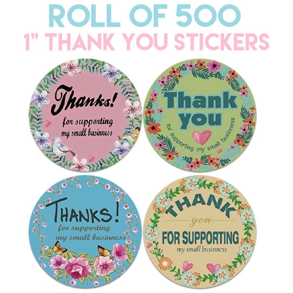 1” round thank you stickers Roll of 500